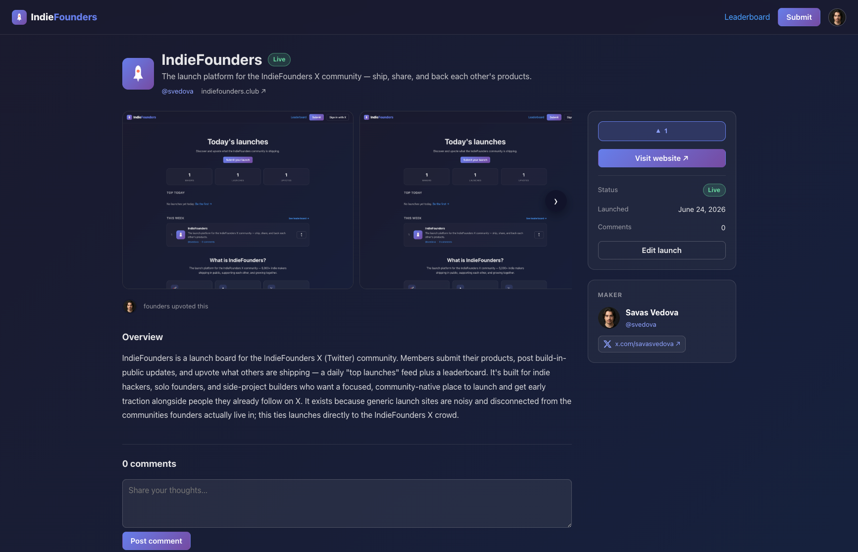 IndieFounders screenshot 2